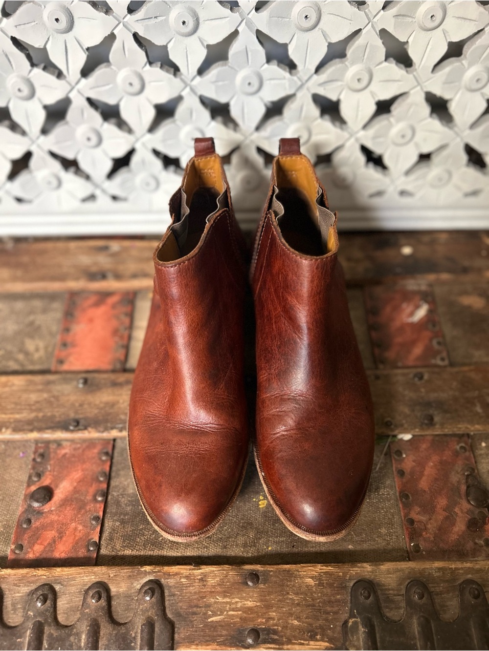 Kork-Ease Brown Leather Chelsea Ankle Boots
